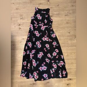 Floral Black and Pink Women's Maxi Dress
